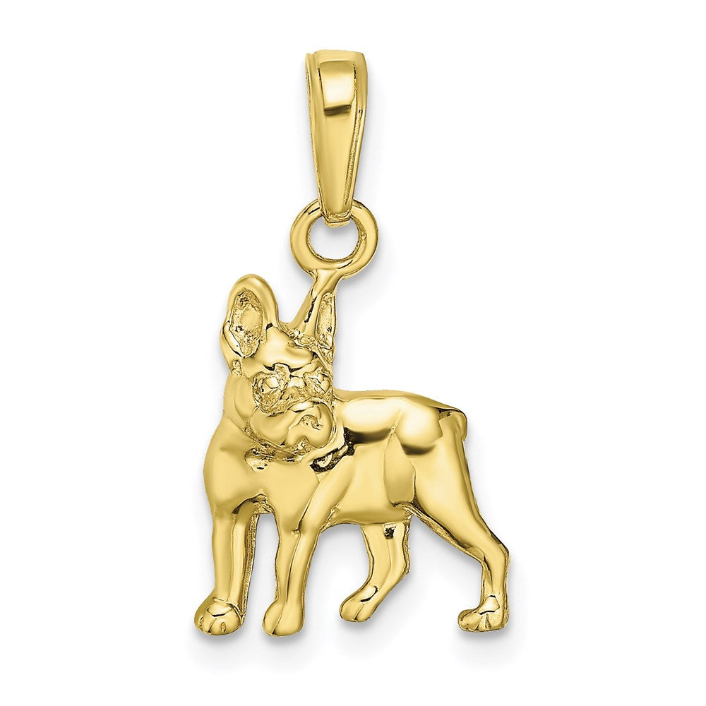 Million Charms 10K Yellow Gold Themed Boston Terrier Dog Pendant