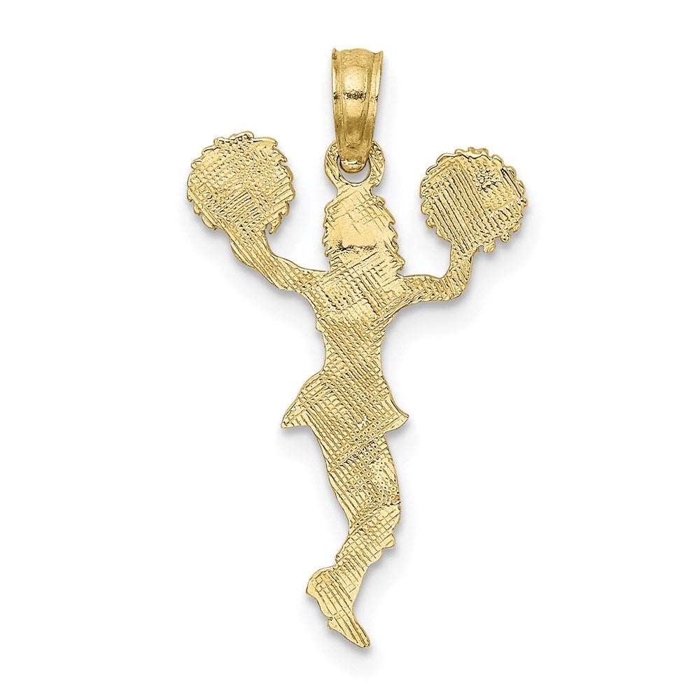 Million Charms 10K Yellow Gold Themed Cheerleader With Pom-Poms Pendant