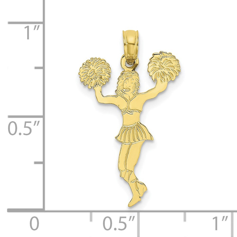 Million Charms 10K Yellow Gold Themed Cheerleader With Pom-Poms Pendant