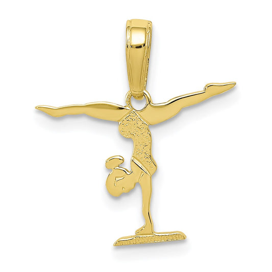 Million Charms 10K Yellow Gold Themed Gymnastics Pendant