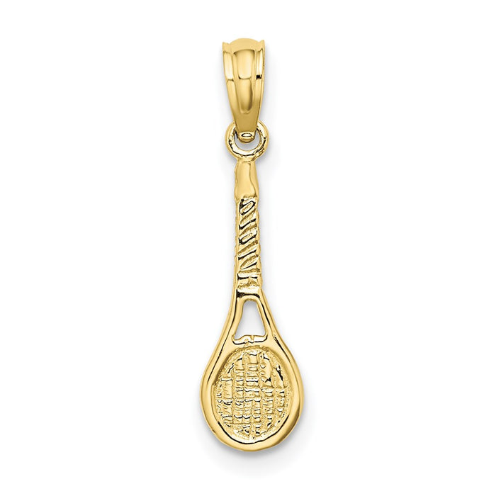 Million Charms 10K Yellow Gold Themed Sports Tennis Racquet Pendant