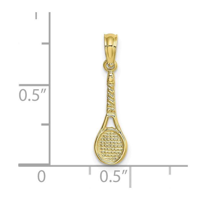 Million Charms 10K Yellow Gold Themed Sports Tennis Racquet Pendant