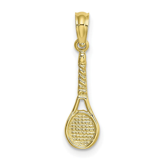 Million Charms 10K Yellow Gold Themed Sports Tennis Racquet Pendant