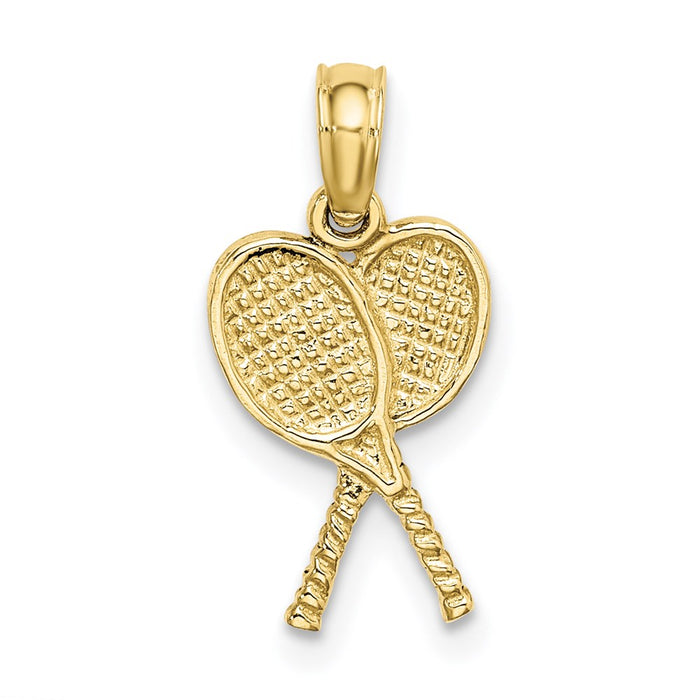 Million Charms 10K Yellow Gold Themed Sports Tennis Racquets Pendant