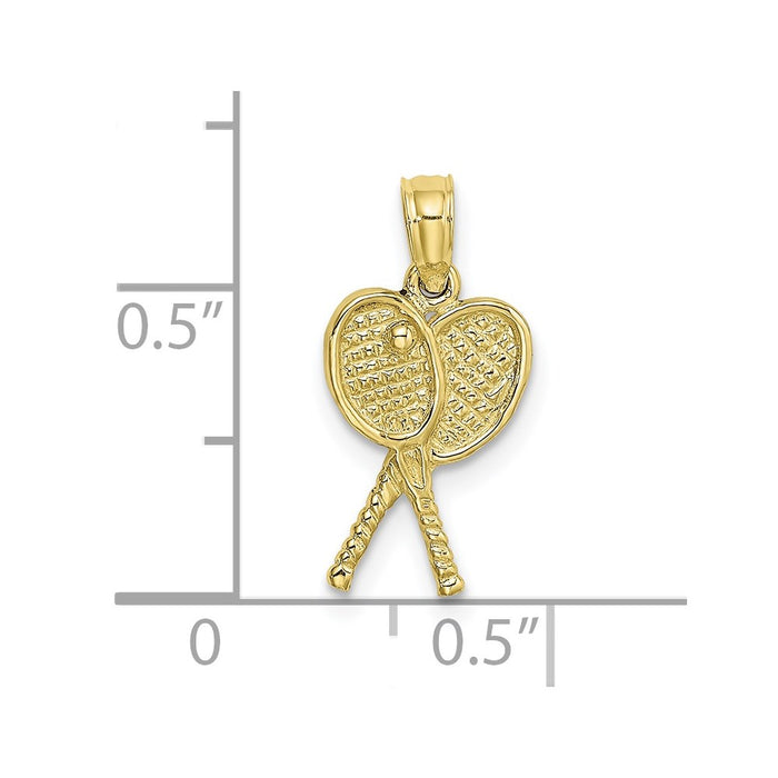 Million Charms 10K Yellow Gold Themed Sports Tennis Racquets Pendant