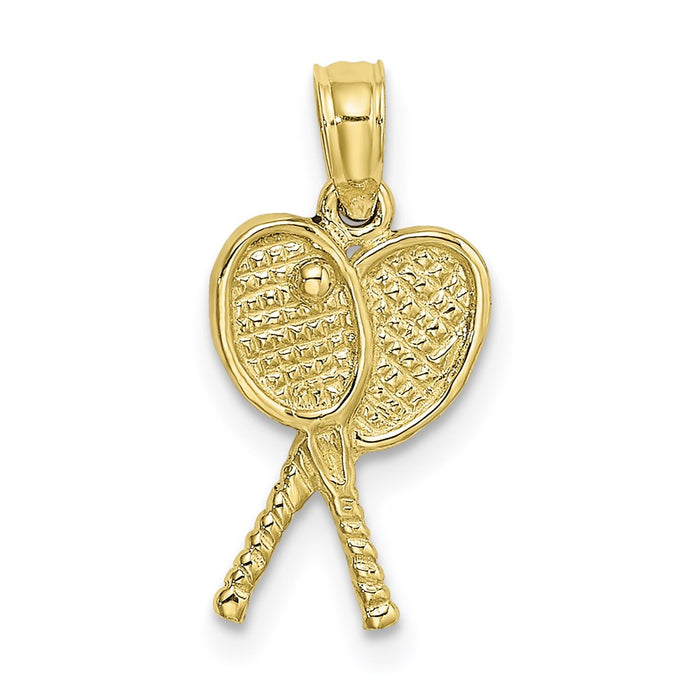 Million Charms 10K Yellow Gold Themed Sports Tennis Racquets Pendant