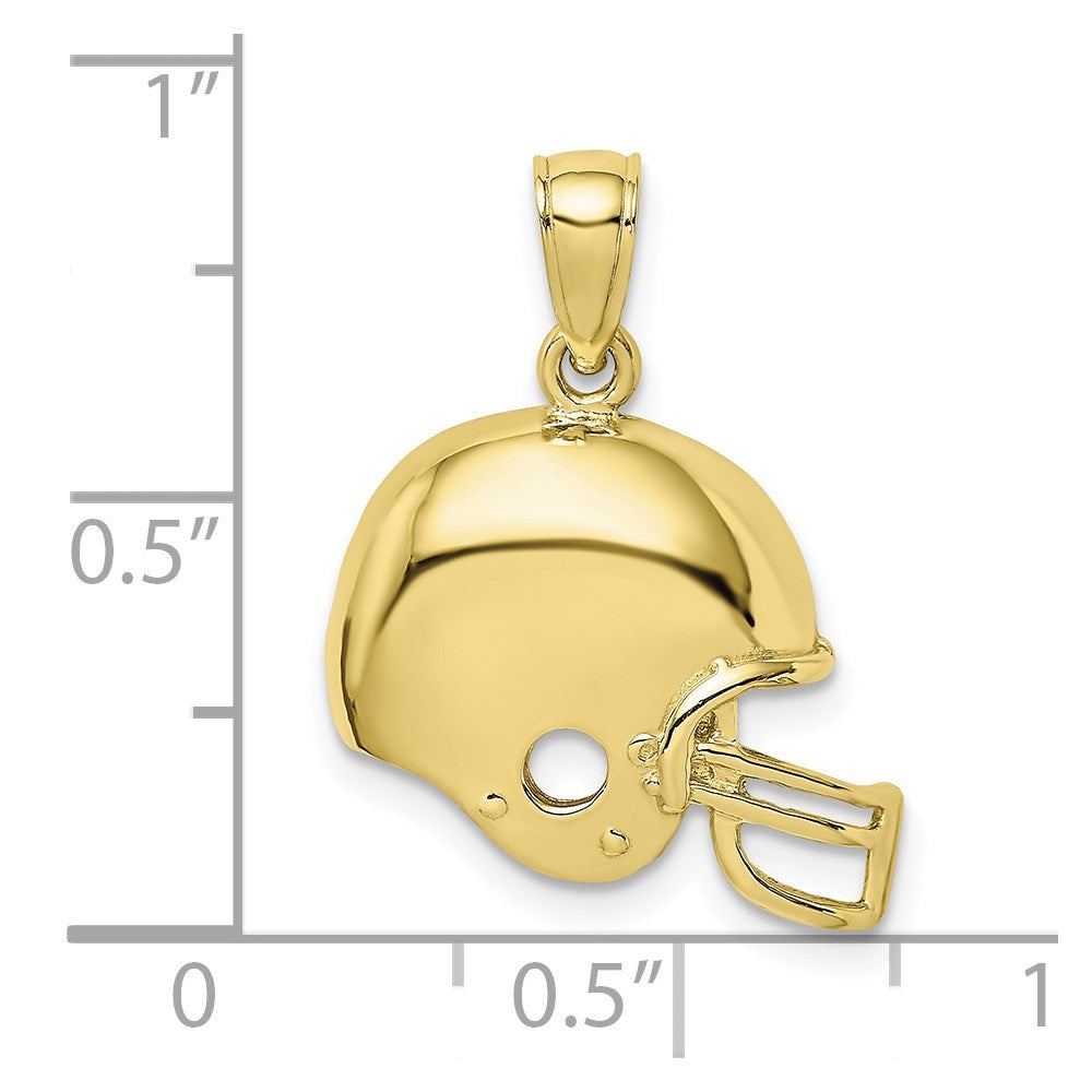 Million Charms 10K Yellow Gold Themed Sports Football Helmet Pendant