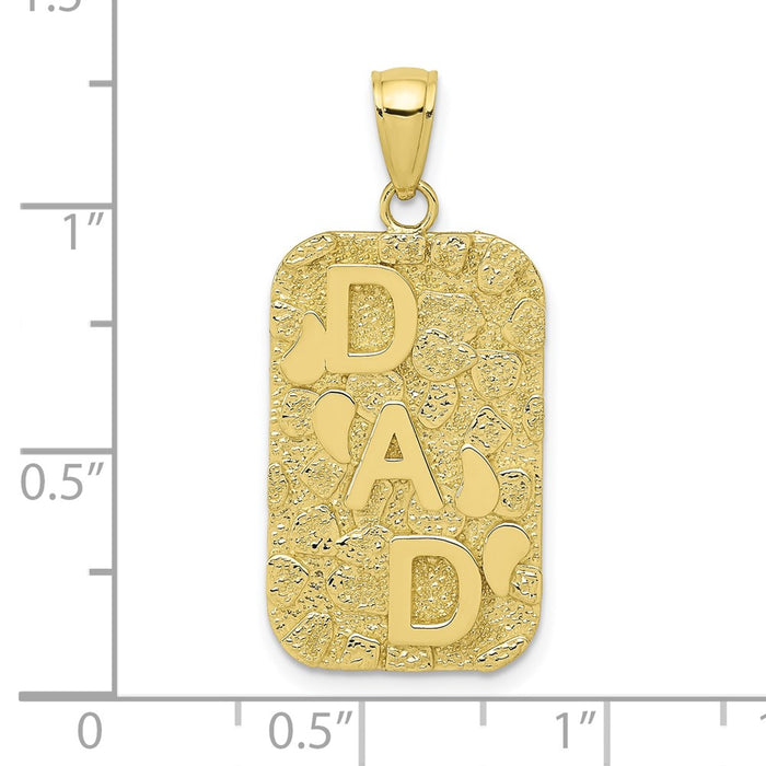 Million Charms 10K Yellow Gold Themed Dad Gold Themed Nugget Dog Tag Pendant
