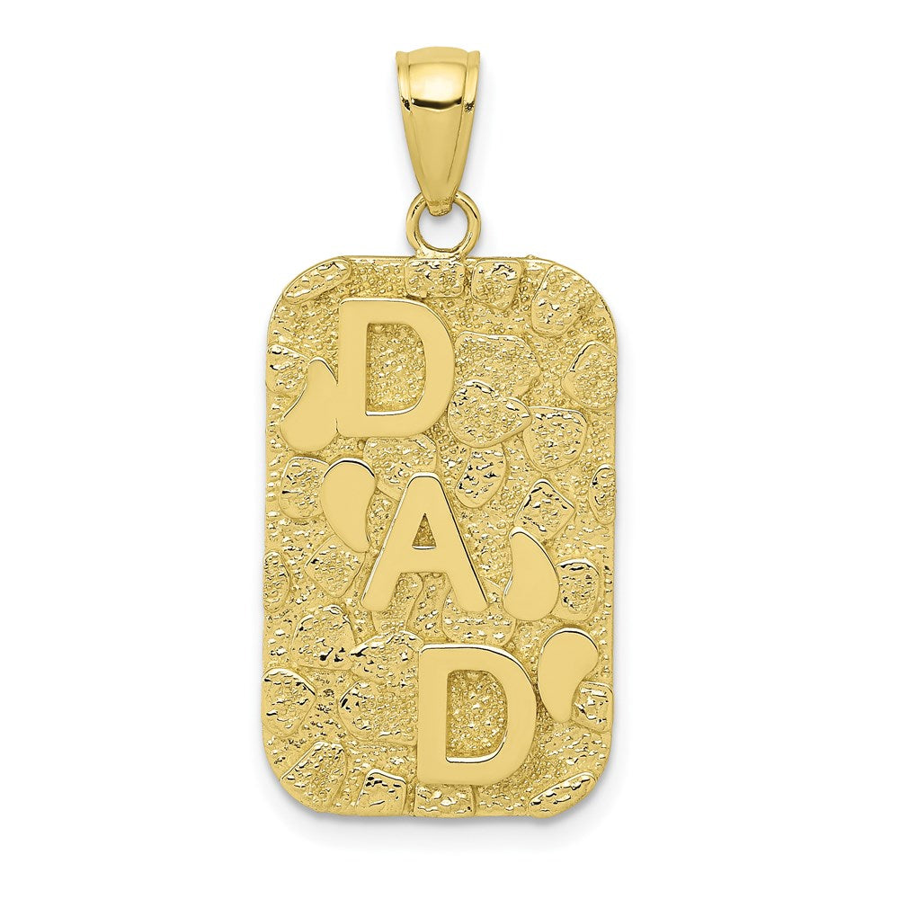 Million Charms 10K Yellow Gold Themed Dad Gold Themed Nugget Dog Tag Pendant