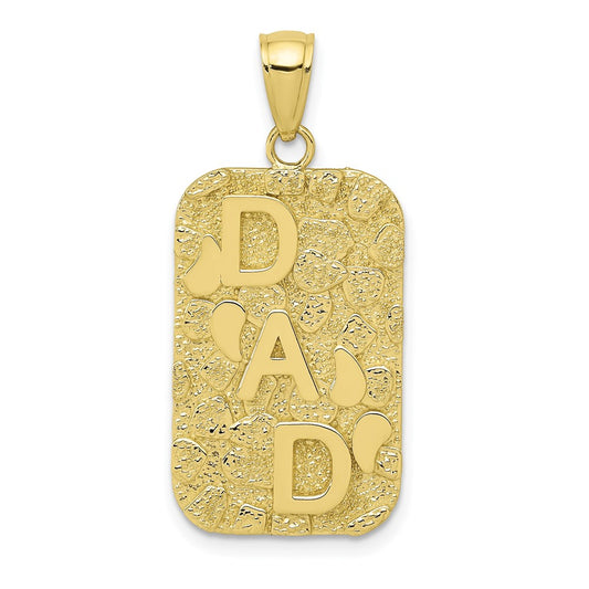 Million Charms 10K Yellow Gold Themed Dad Gold Themed Nugget Dog Tag Pendant