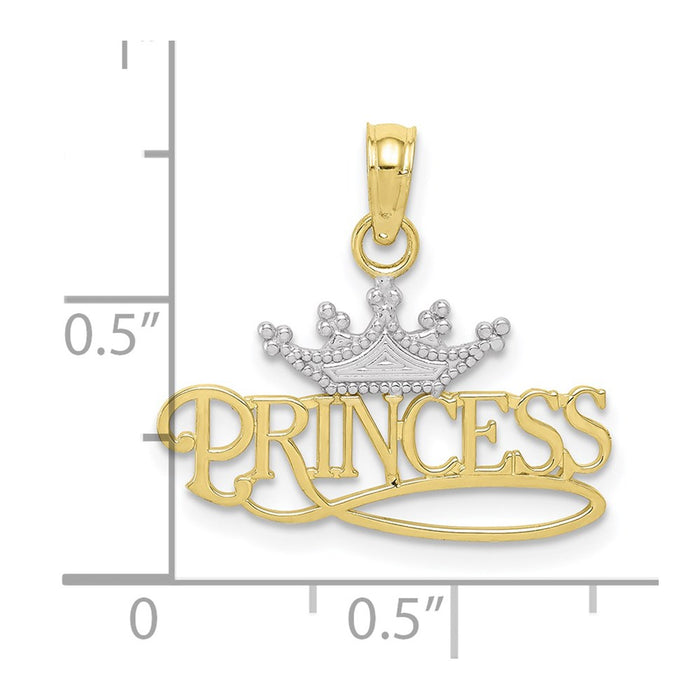 Million Charms 10K Yellow Gold Themed With Rhodium-plated Princess With White Crown