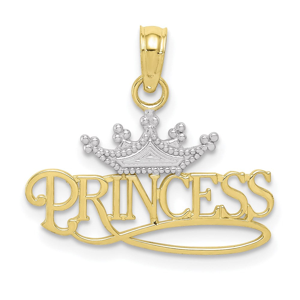 Million Charms 10K Yellow Gold Themed With Rhodium-plated Princess With White Crown