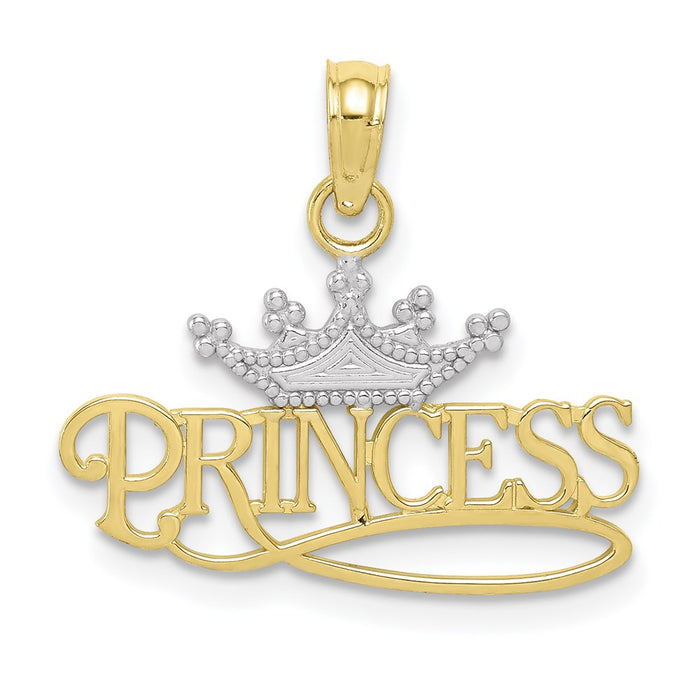 Million Charms 10K Yellow Gold Themed With Rhodium-plated Princess With White Crown