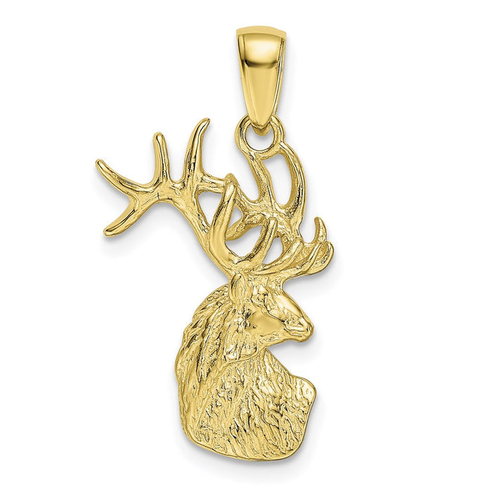 Million Charms 10K Yellow Gold Themed Polished Deer Head Charm