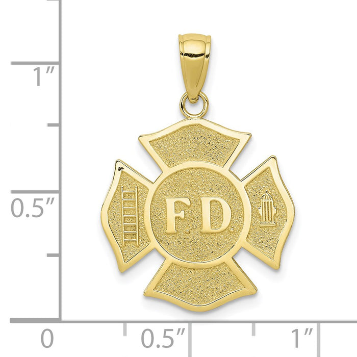 Million Charms 10K Yellow Gold Themed Fire Dept. Maltese Relgious Cross Pendant