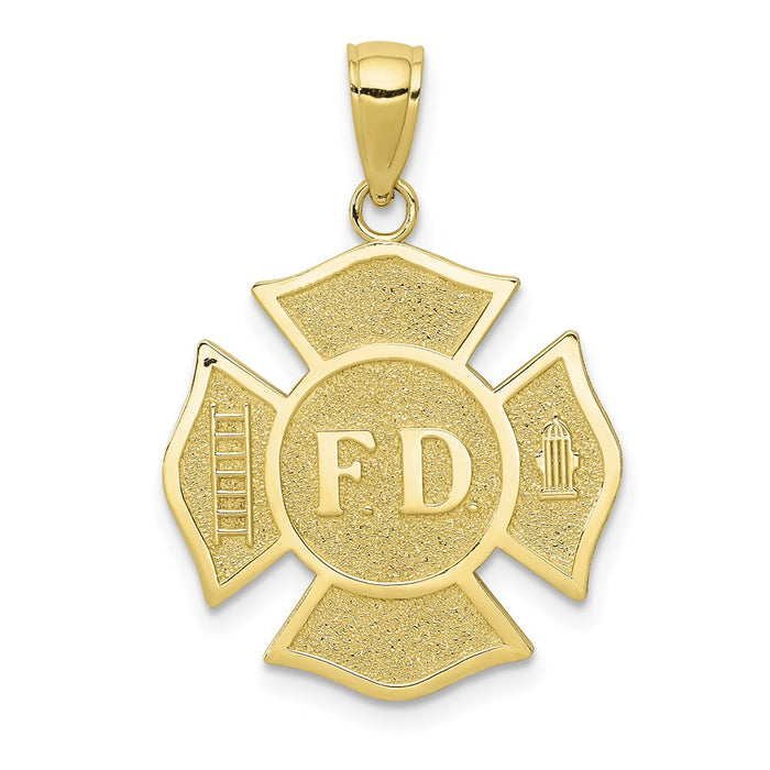 Million Charms 10K Yellow Gold Themed Fire Dept. Maltese Relgious Cross Pendant