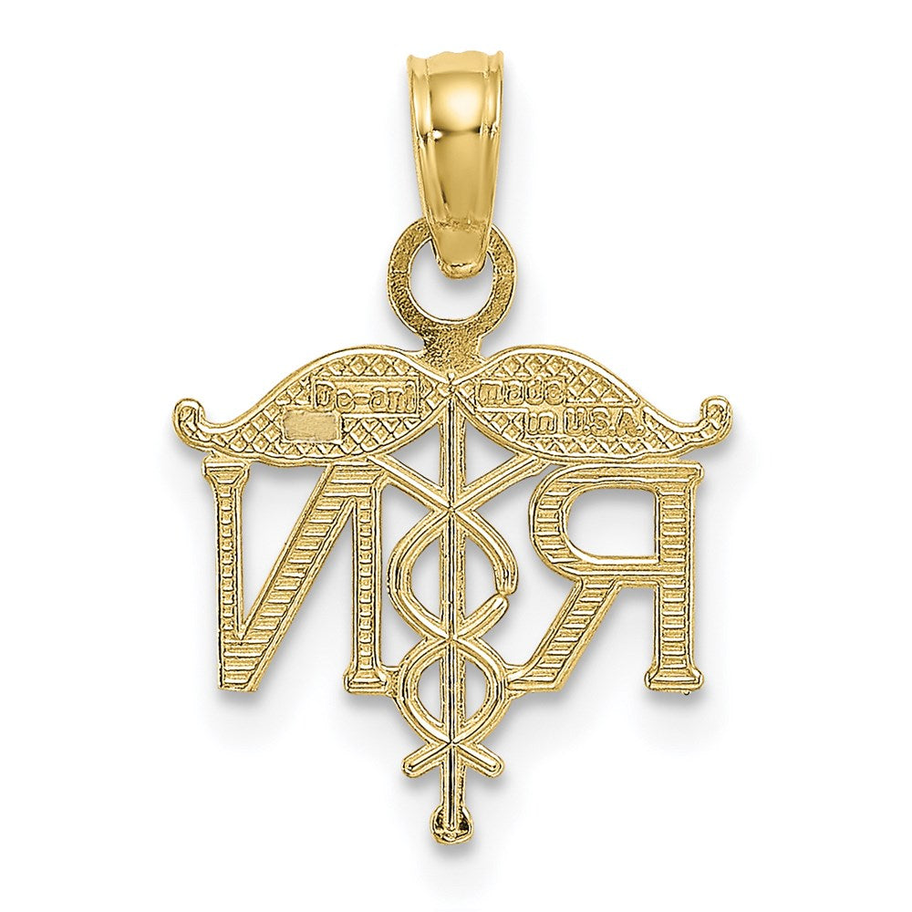 Million Charms 10K Yellow Gold Themed Registered Nurse Pendant