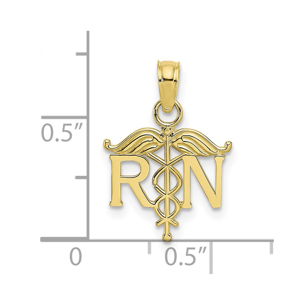 Million Charms 10K Yellow Gold Themed Registered Nurse Pendant