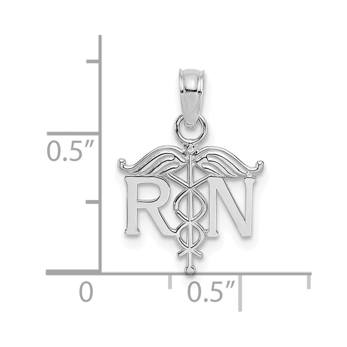 Million Charms 10K White Gold Themed Registered Nurse Pendant