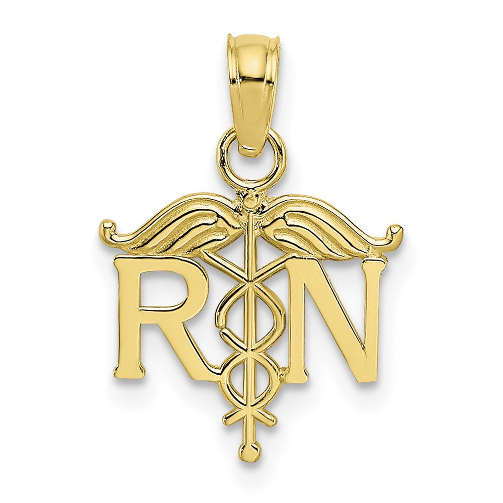 Million Charms 10K Yellow Gold Themed Registered Nurse Pendant