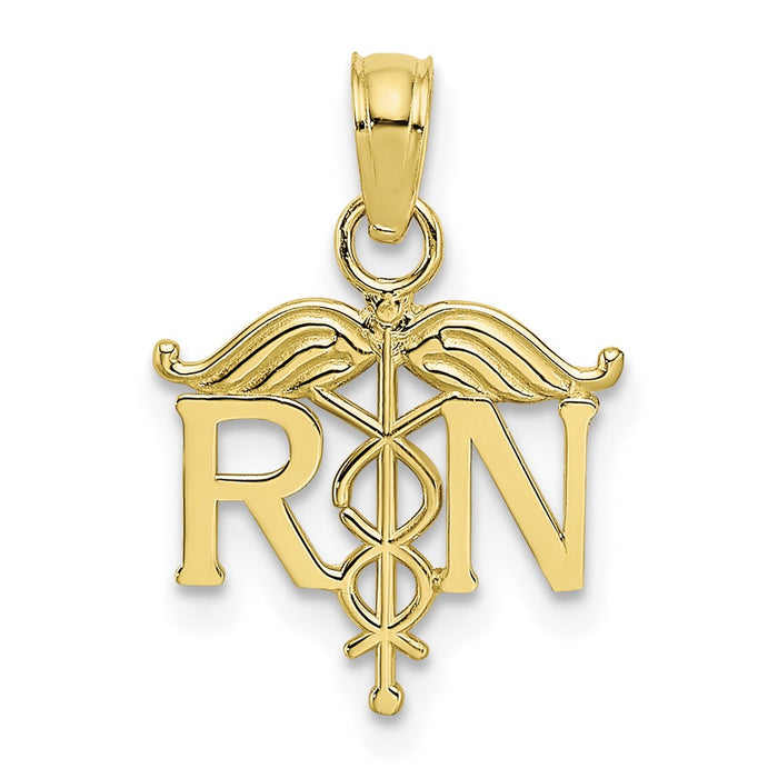 Million Charms 10K Yellow Gold Themed Registered Nurse Pendant