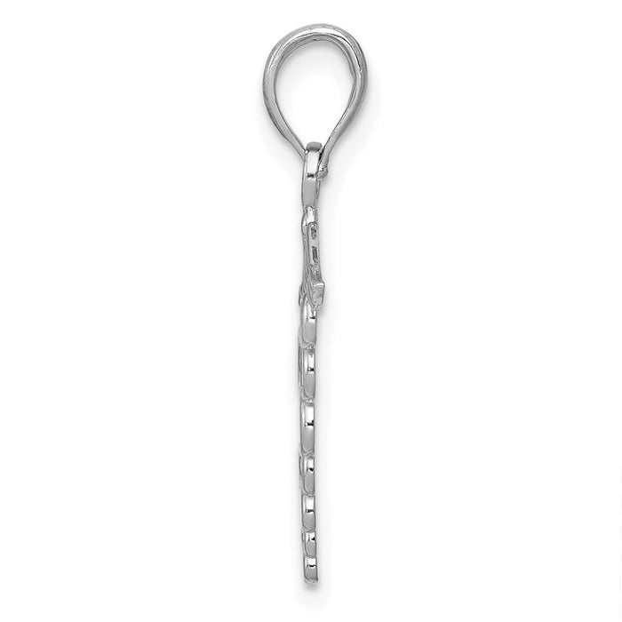 Million Charms 10K White Gold Themed Caduceus Pendant