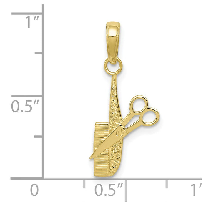 Million Charms 10K Yellow Gold Themed Comb & Scissors Charm