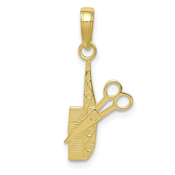 Million Charms 10K Yellow Gold Themed Comb & Scissors Charm