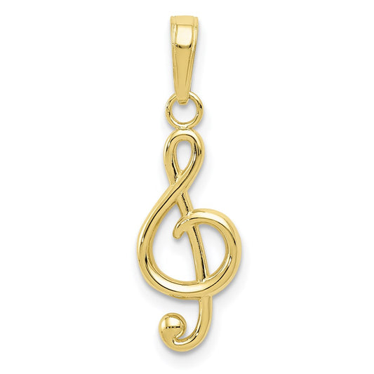 Million Charms 10K Yellow Gold Themed Treble Clef Pendant
