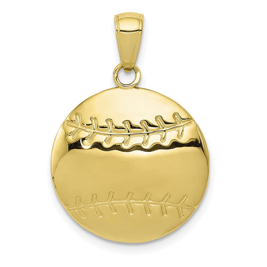 Million Charms 10K Yellow Gold Themed Diamond-Cut Sports Baseball Charm