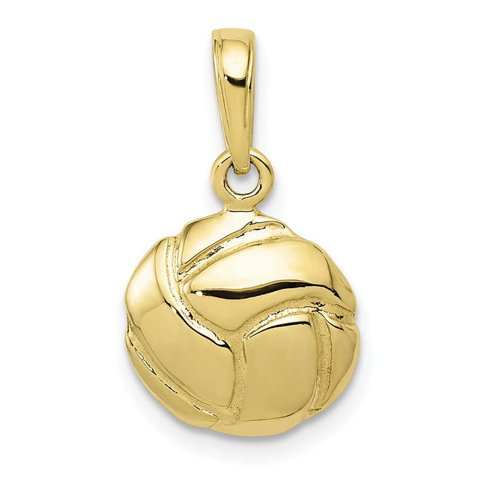 Million Charms 10K Yellow Gold Themed Solid Satin & Diamond -Cut Volleyball Charm