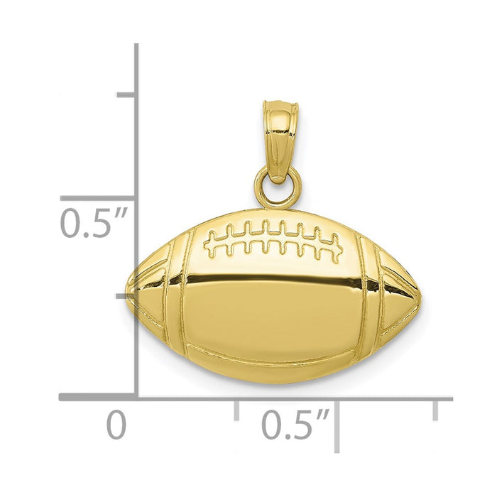 Million Charms 10K Yellow Gold Themed Sports Football Pendant