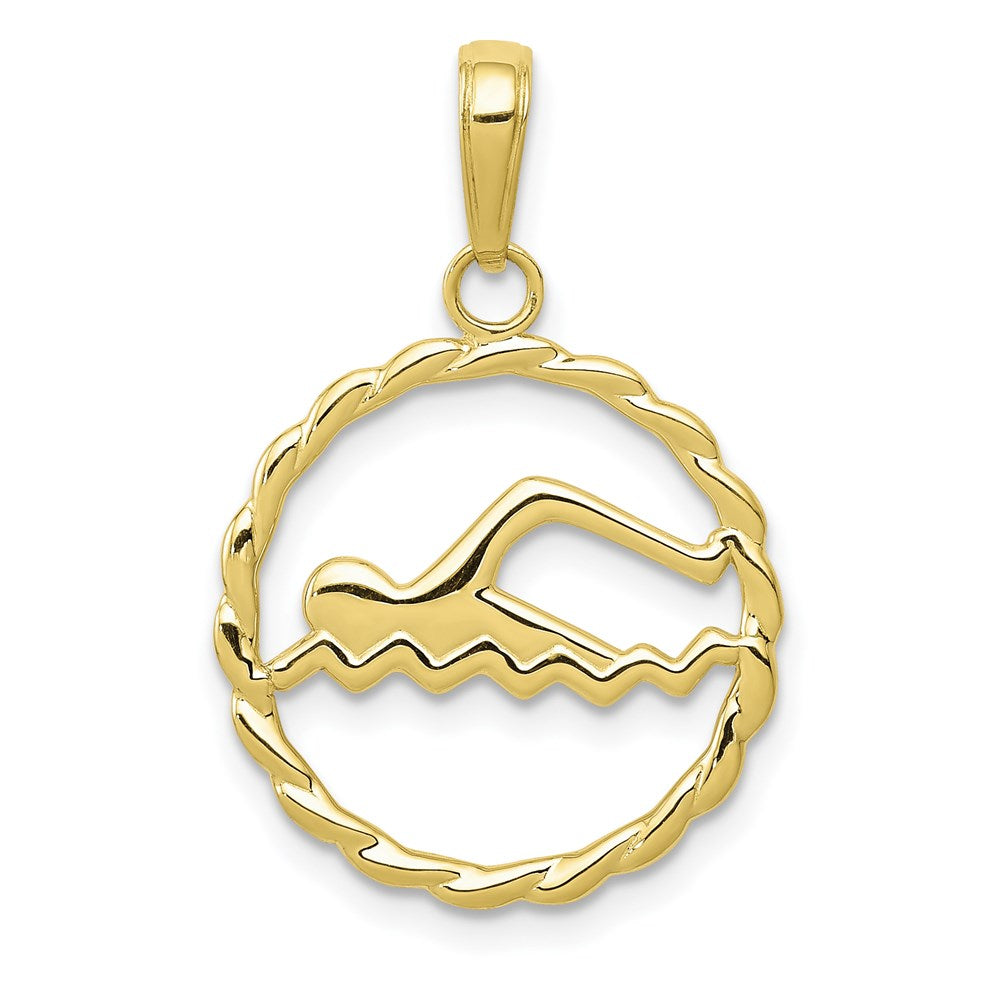 Million Charms 10K Yellow Gold Themed Swimming Inside Frame Pendant