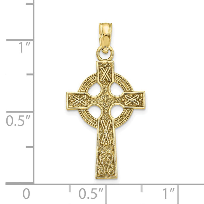 Million Charms 10K Yellow Gold Themed Celtic Relgious Cross With Eternity Circle Pendant