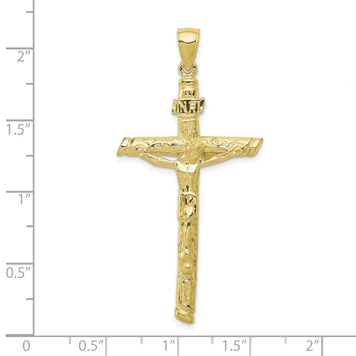 Million Charms 10K Yellow Gold Themed Inri Relgious Crucifix Pendant
