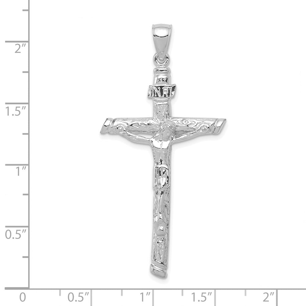 Million Charms 10K White Gold Themed Inri Relgious Crucifix Pendant