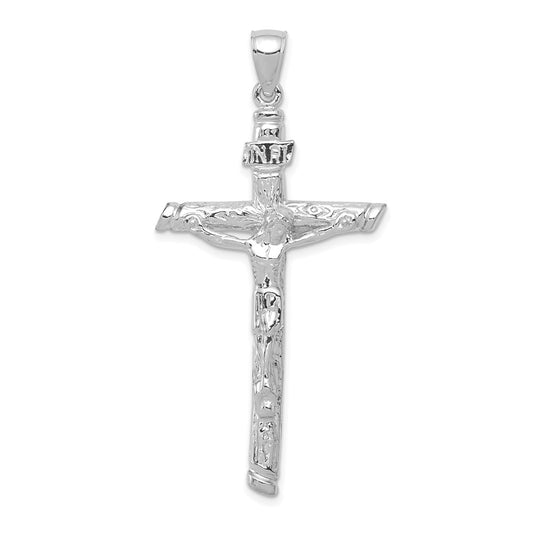 Million Charms 10K White Gold Themed Inri Relgious Crucifix Pendant