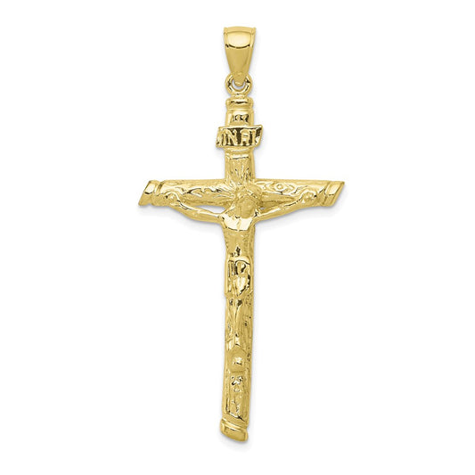 Million Charms 10K Yellow Gold Themed Inri Relgious Crucifix Pendant