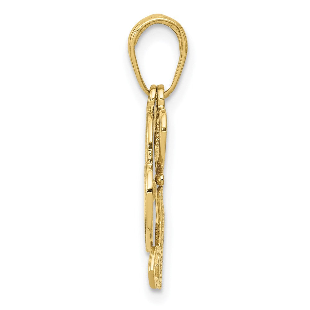 Million Charms 10K Yellow Gold Themed Polished Heart Key & Heart Lock Charm