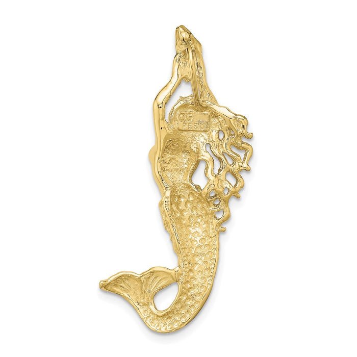 Million Charms 10K Yellow Gold Themed Gold Themed Polished & Textured Mermaid Chain Slide Pendant