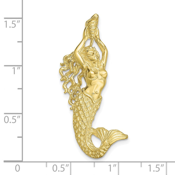 Million Charms 10K Yellow Gold Themed Gold Themed Polished & Textured Mermaid Chain Slide Pendant