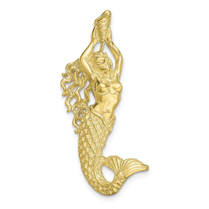 Million Charms 10K Yellow Gold Themed Gold Themed Polished & Textured Mermaid Chain Slide Pendant