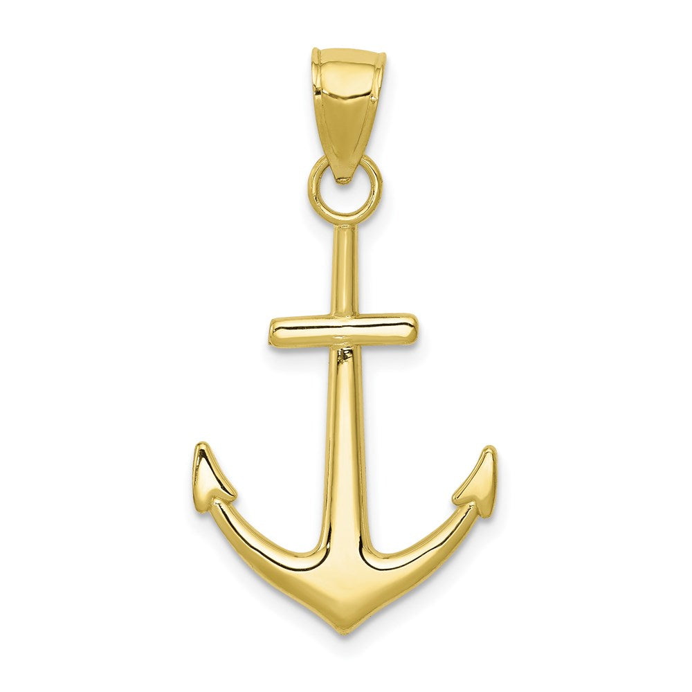 Million Charms 10K Yellow Gold Themed Gold Themed Polished Nautical Anchor Pendant