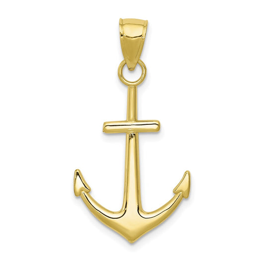 Million Charms 10K Yellow Gold Themed Gold Themed Polished Nautical Anchor Pendant