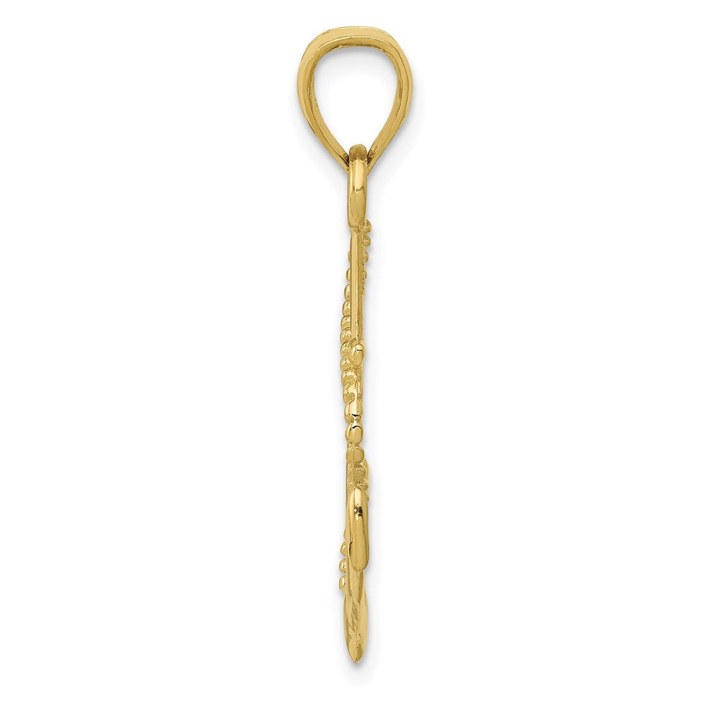 Million Charms 10K Yellow Gold Themed Gold Themed Polished Nautical Anchor With Rope Pendant
