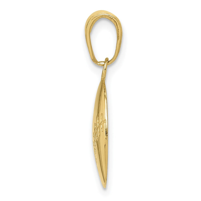 Million Charms 10K Yellow Gold Themed Gold Themed Polished Sports Baseball Closed Back Pendant