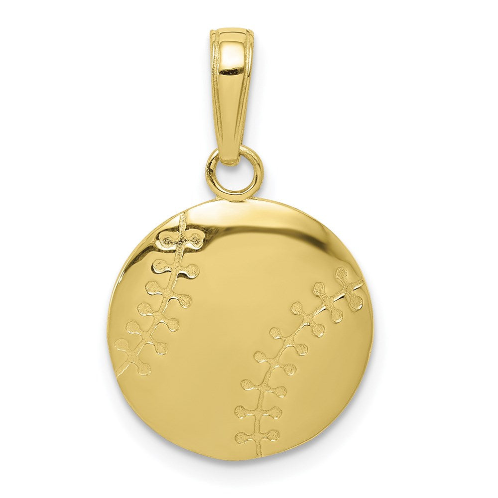 Million Charms 10K Yellow Gold Themed Gold Themed Polished Sports Baseball Closed Back Pendant