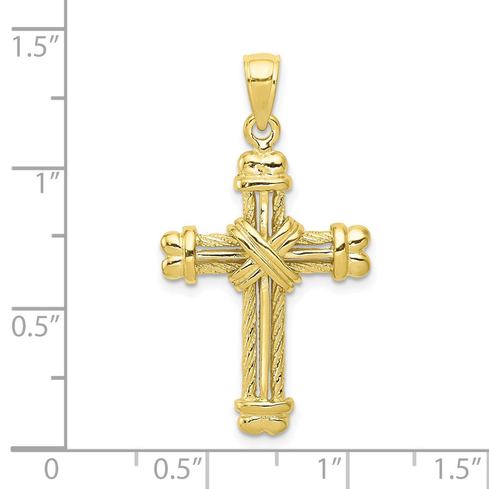 Million Charms 10K Yellow Gold Themed Gold Themed Polished & Textured Relgious Cross Pendant