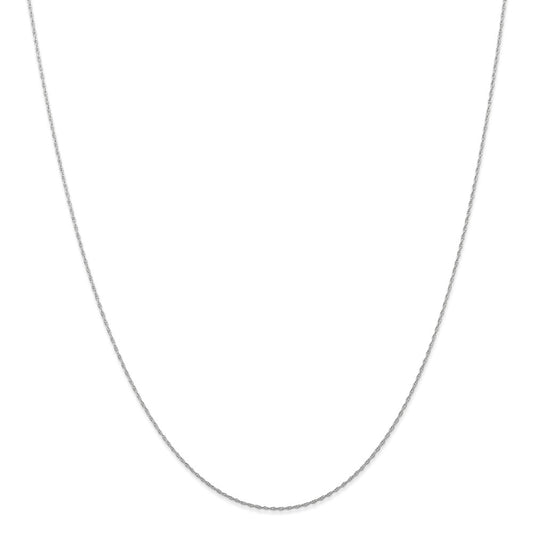 Million Charms 10k White Gold, Necklace Chain, .5 mm Carded Cable Rope Chain, Chain Length: 16 inches