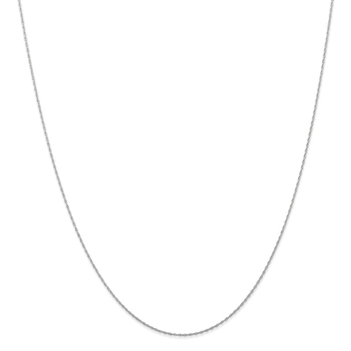 Million Charms 10k White Gold, Necklace Chain, .5 mm Carded Cable Rope Chain, Chain Length: 16 inches